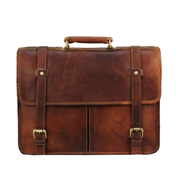 Full-Grain Leather Laptop Messenger Bag