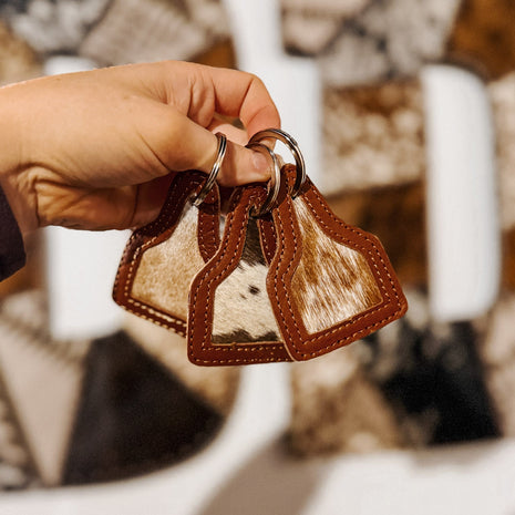 Cow Tag Cowhide Keychain