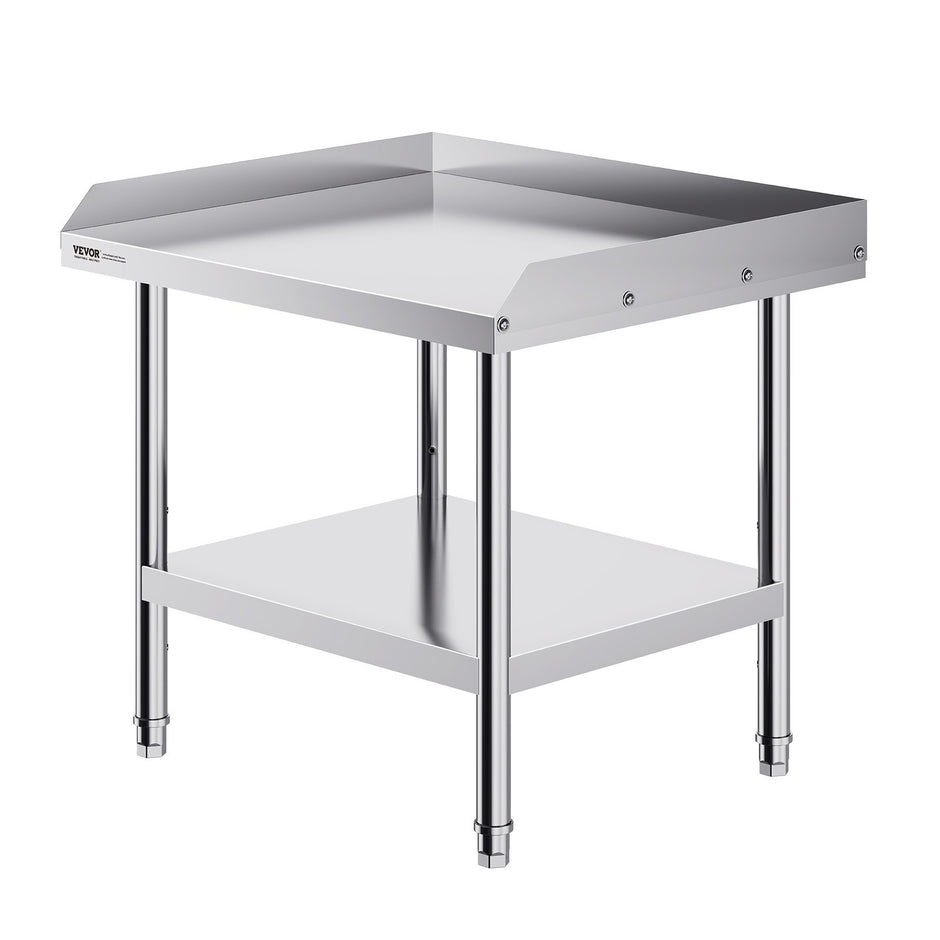 VEVOR Stainless Steel Work Table, 24 x 28 x 26 Inch Commercial Food Prep Worktable, 3-Sided Backsplash Heavy Duty Prep Worktable, Metal Work Table with Adjustable Height for Restaurant Home Hotel