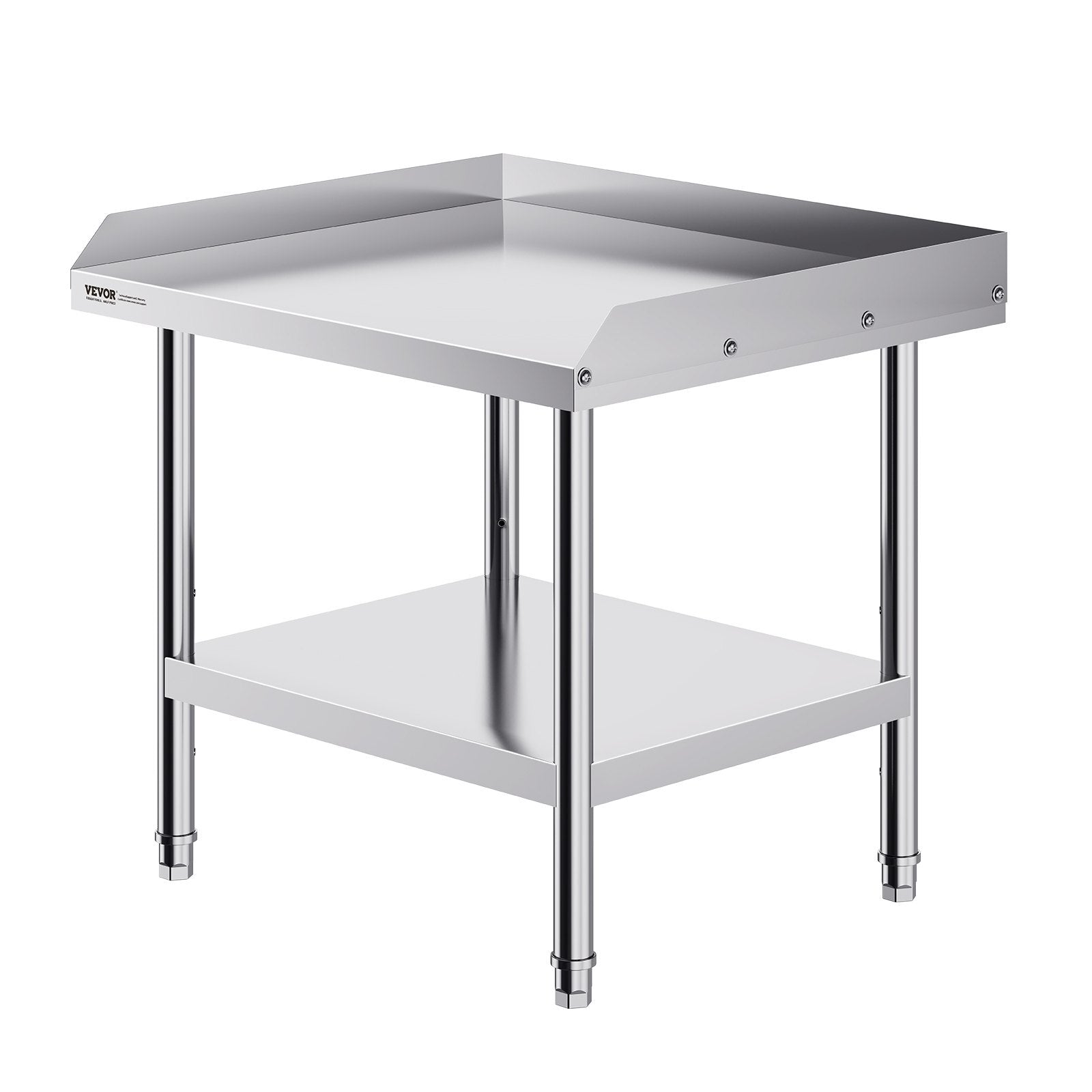 VEVOR Stainless Steel Work Table, 24 x 28 x 26 Inch Commercial Food Prep Worktable, 3-Sided Backsplash Heavy Duty Prep Worktable, Metal Work Table with Adjustable Height for Restaurant Home Hotel