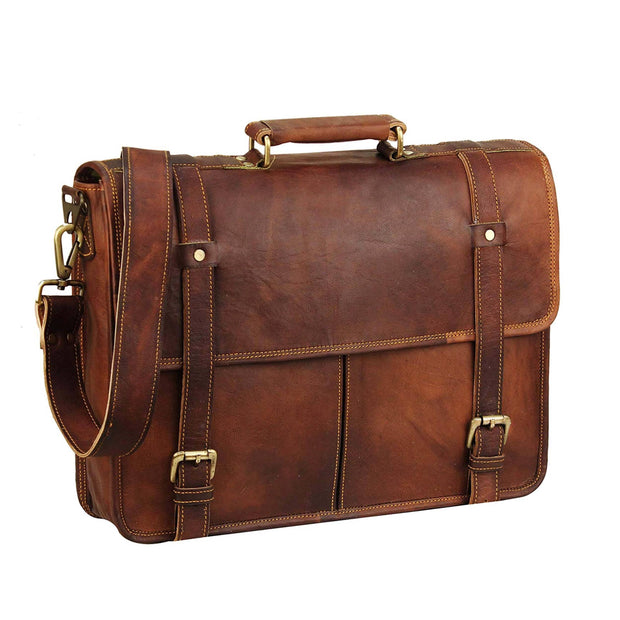 Full-Grain Leather Laptop Messenger Bag