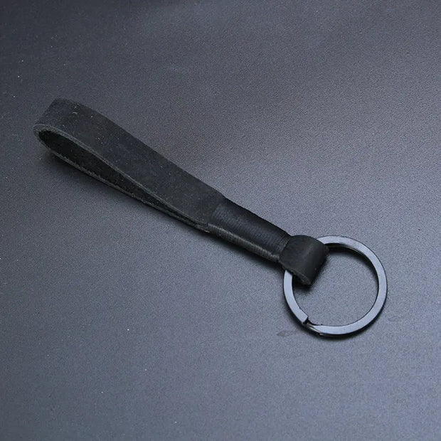 black mat Classic Cowhide Key Ring Fob