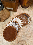 Cowhide Coaster Set: Tan