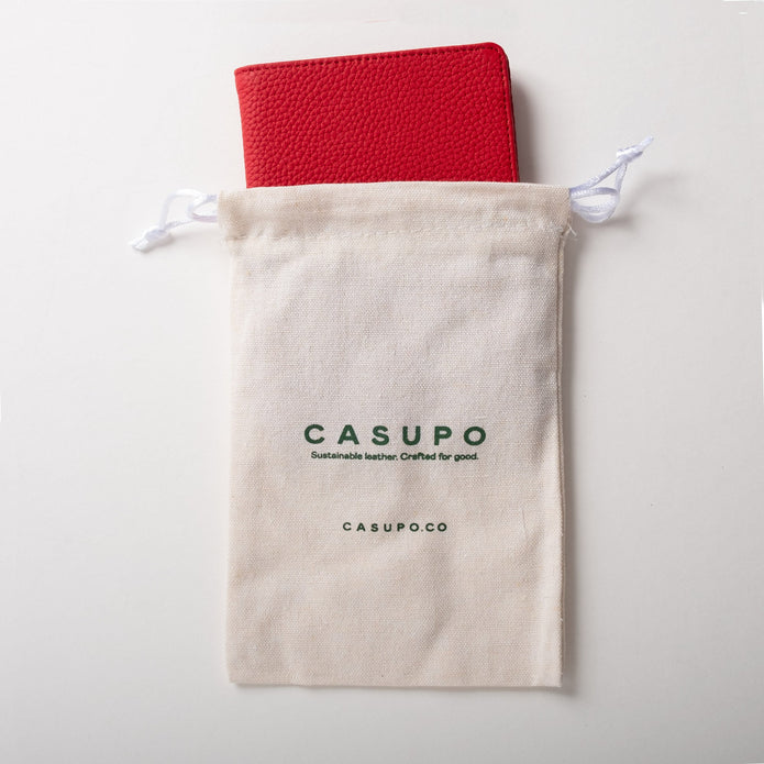 Leather Passport Wallet with RFID - Red