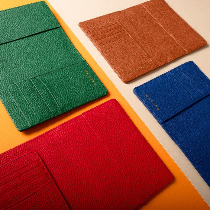 Leather Passport Wallet with RFID - Tan