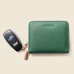 Small Zipper Wallet with Detachable Key Ring - Green
