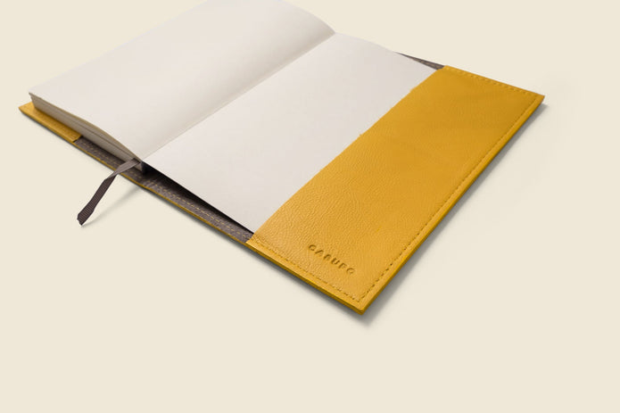 Refillable A5 Leather Notebook Cover – Yellow
