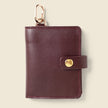 Leather Bifold Wallet with Snap & Key Ring - Burgundy