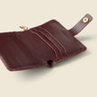 Leather Bifold Wallet with Snap & Key Ring - Burgundy