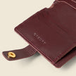 Leather Bifold Wallet with Snap & Key Ring - Burgundy