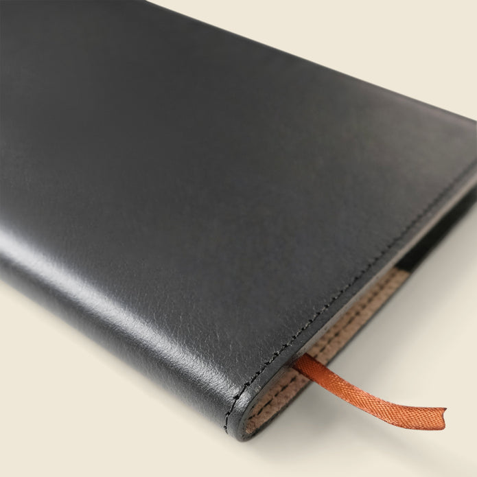 Refillable A5 Leather Notebook Cover – Black
