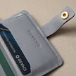 Leather Bifold Wallet with Snap & Key Ring - Ice Blue