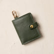 Leather Bifold Wallet with Snap & Key Ring - Olive