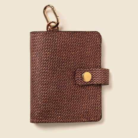 Leather Bifold Wallet with Snap & Key Ring - Bronze Glow
