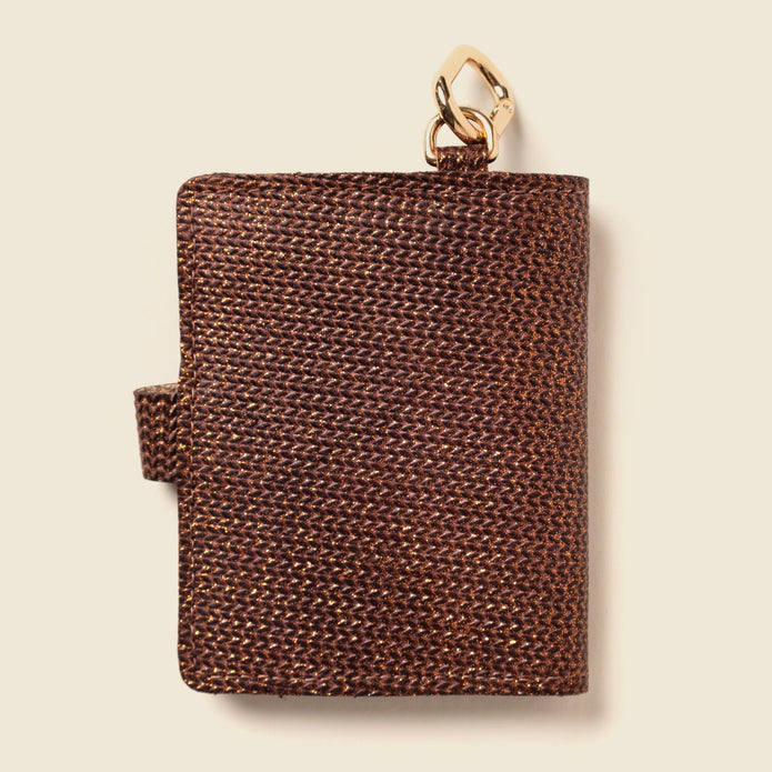 Leather Bifold Wallet with Snap & Key Ring - Bronze Glow