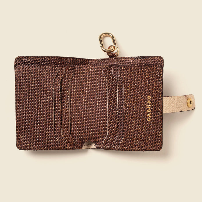 Leather Bifold Wallet with Snap & Key Ring - Bronze Glow