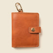 Leather Bifold Wallet with Snap & Key Ring - Natural