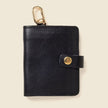 Leather Bifold Wallet with Snap & Key Ring - Black