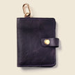 Leather Bifold Wallet with Snap & Key Ring - Purple