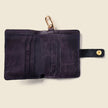 Leather Bifold Wallet with Snap & Key Ring - Purple