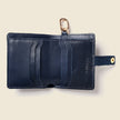 Leather Bifold Wallet with Snap & Key Ring - Navy