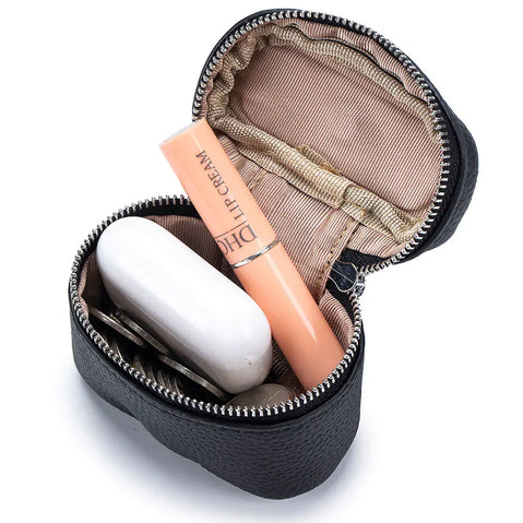 Premium First-Layer Cowhide Small Zipper Storage