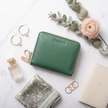 Small Zipper Wallet with Detachable Key Ring - Green