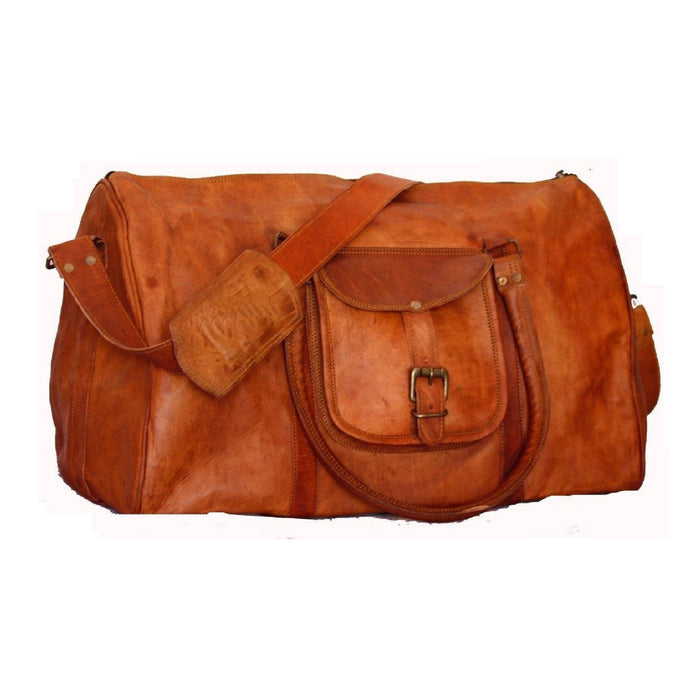 Brown leather bag with a strap