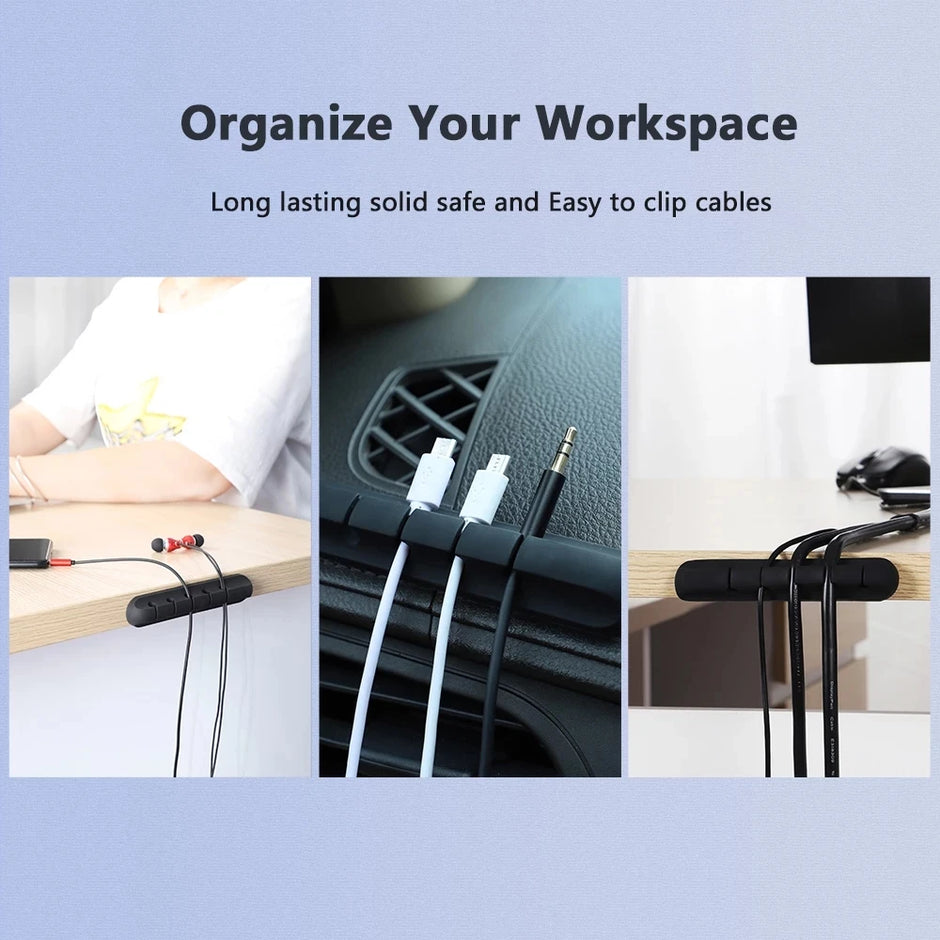 Cable Organizer Silicone USB Cable Winder Desktop Tidy Management Clips Cable Holder For Mouse Keyboard Headphone Wire Organizer