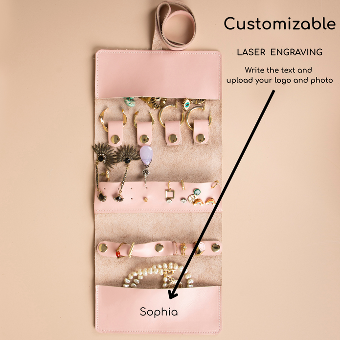 Leather Jewelry Roll - Blush Pink - Florence