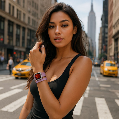 Luxury Double Wrap Grey Leather Apple Watch Band - San Diego