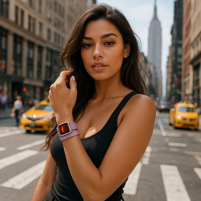 Luxury Double Wrap Purple Leather Apple Watch Band - San Diego