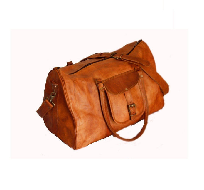 Brown leather duffel bag 