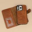iPhone 16 Series Brown Leather Wallet Case - New York