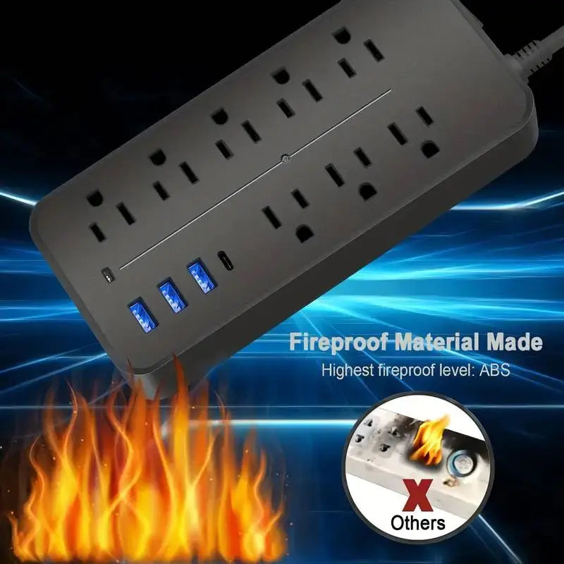 Elite SurgeGuard Power Station – 8 AC Sockets & 4 USB Ports with Robust Extension