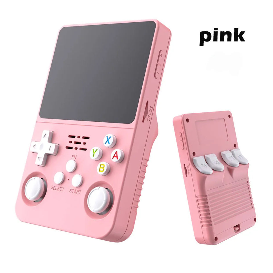 New R36S Retro Handheld Video Game Console Linux System 3.5-inch IPS Screen Pink Portable Handheld Video Player 64GB 15000+ Game
