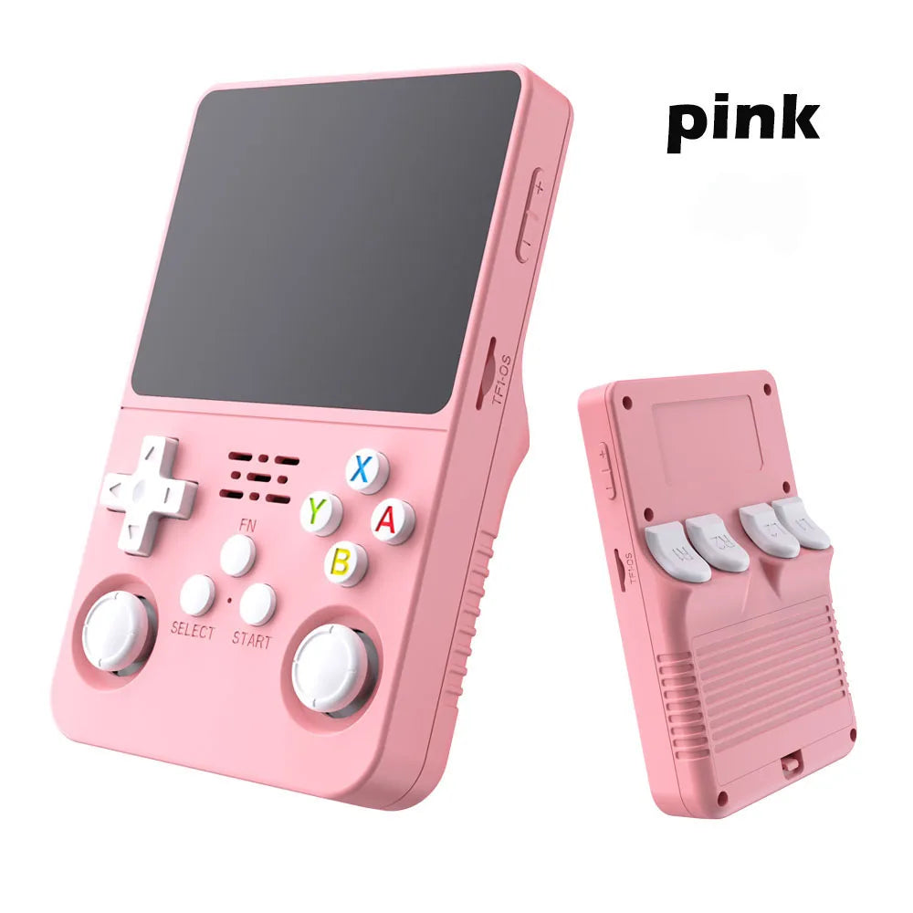 New R36S Retro Handheld Video Game Console Linux System 3.5-inch IPS Screen Pink Portable Handheld Video Player 64GB 15000+ Game
