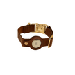 Stylish Leather AirTag Dog Collar - Dark Brown - Davie