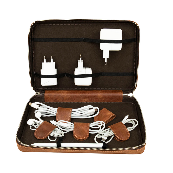 Leather Tech Organizer Case -Rich Brown - Mobile