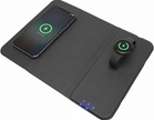 Black wireless charging pad  compatible with smartphone smartwatch