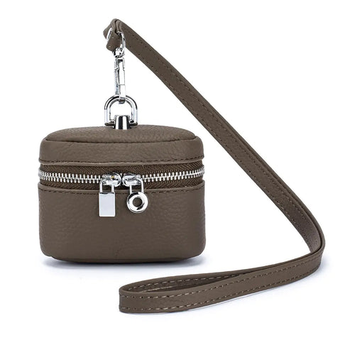 Premium First-Layer Cowhide Small Zipper Storage