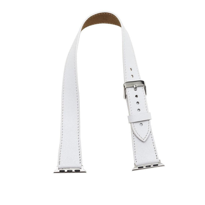 Luxury Double Wrap White Leather Apple Watch Band - San Diego