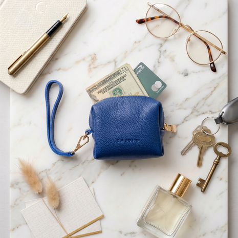 Mini Zipper Bag with Wristlet - Cobalt Blue