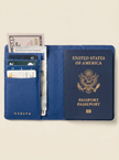 Leather Passport Wallet with RFID Shield- Cobalt