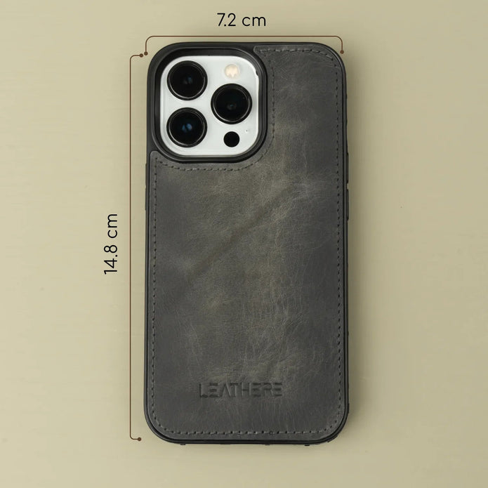 iPhone 16 Series Grey Leather Wallet Case - New York