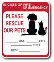 Emergency Rescue Our Pets Safety Sign