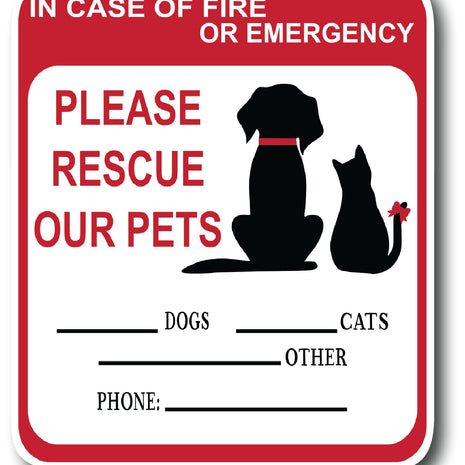 Emergency Rescue Our Pets Safety Sign
