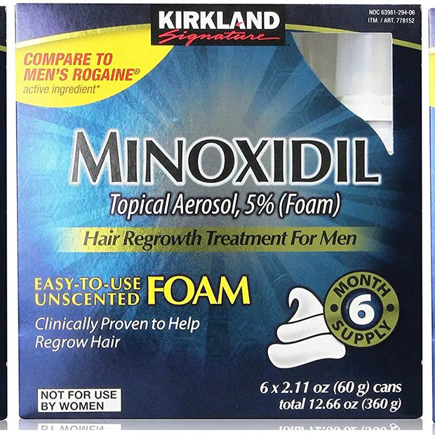 Kirkland Signature Hair Regrowth Minoxidil for Men 2.11oz (6 Ct) (Pack of 3)