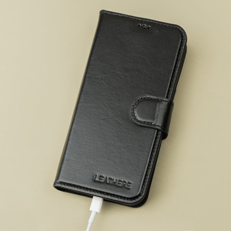 iPhone 16 Series Black Leather Wallet Case - New York