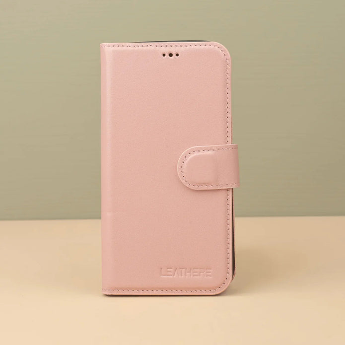 iPhone 16 Series Pink Leather Wallet Case - New York